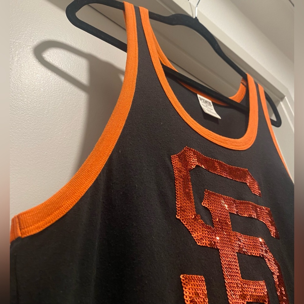 Victoria's Secret VS PINK San Francisco SF Giant Black & Orange Sequin Tank Top - Picture 6 of 15